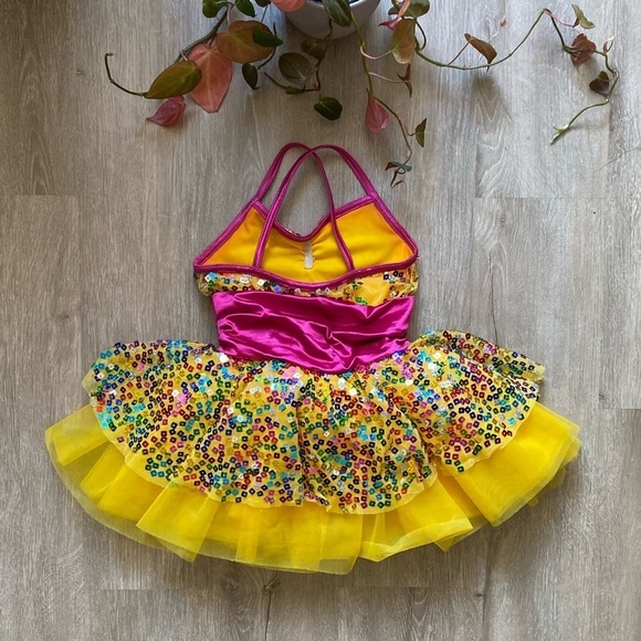 Weissman Dance Costume Sz MC Child’s M Sequin Tiered Dress Leotard Recital Tutu - Picture 5 of 7